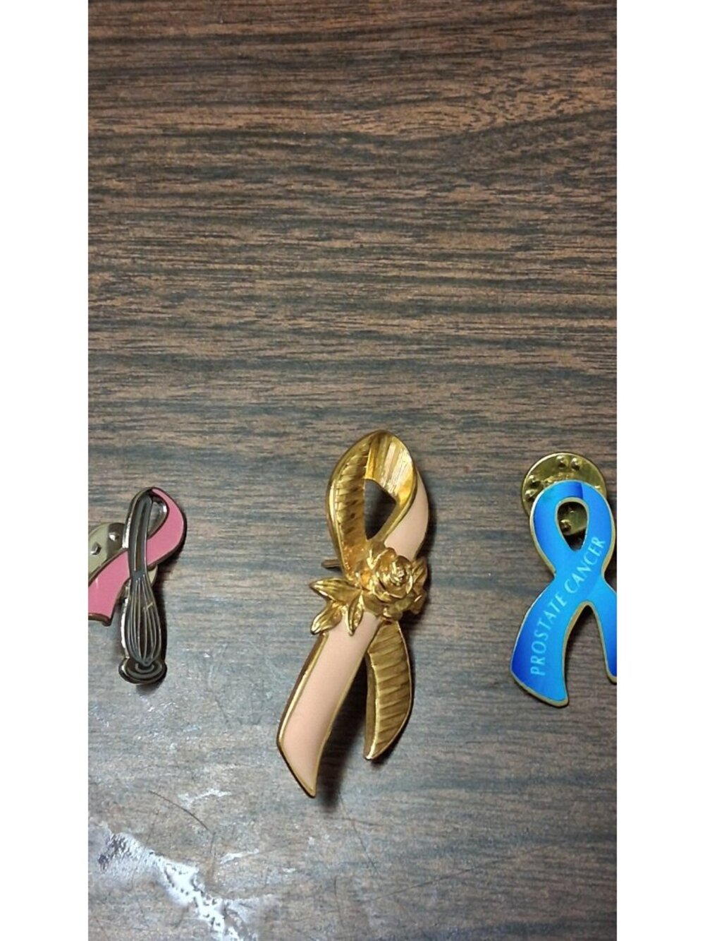 Vtg Ribbon Gold Tone Breast Cancer Prostate Awareness Vintage Lapel Pin Lot
